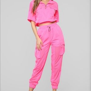 Neon pink matching set